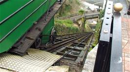 Looking down the Lynton and Lynmouth Cliff Railway from the top station at Lynton
